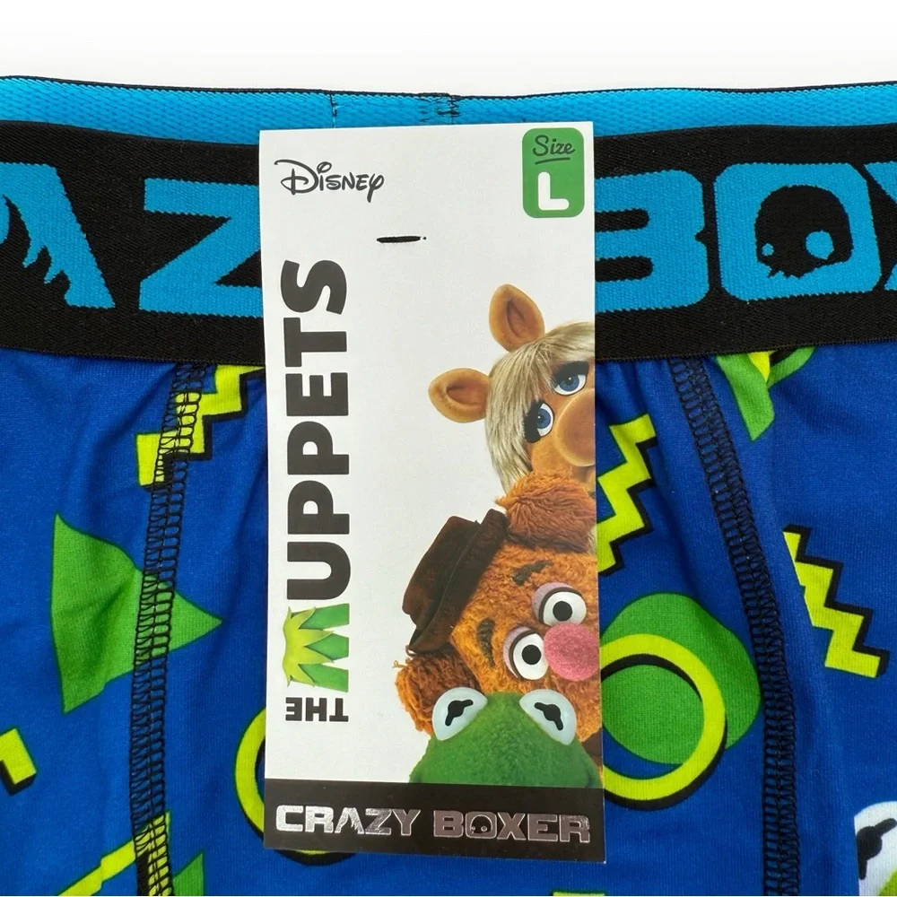 Disney The Muppets Crazy Boxer Briefs Mens Large Underwear Kermit the Frog Blue